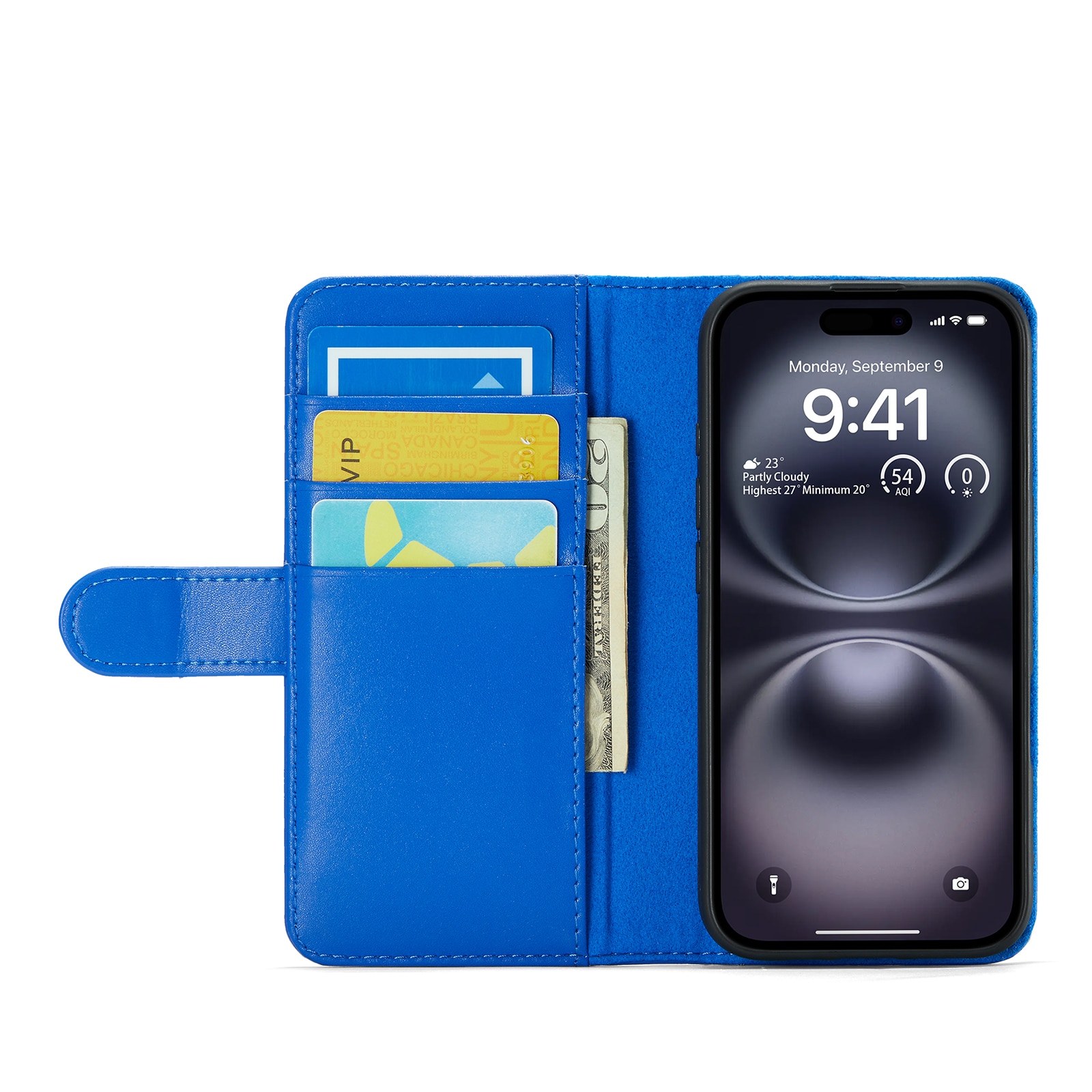 iPhone 16 Echtlederhülle Blau