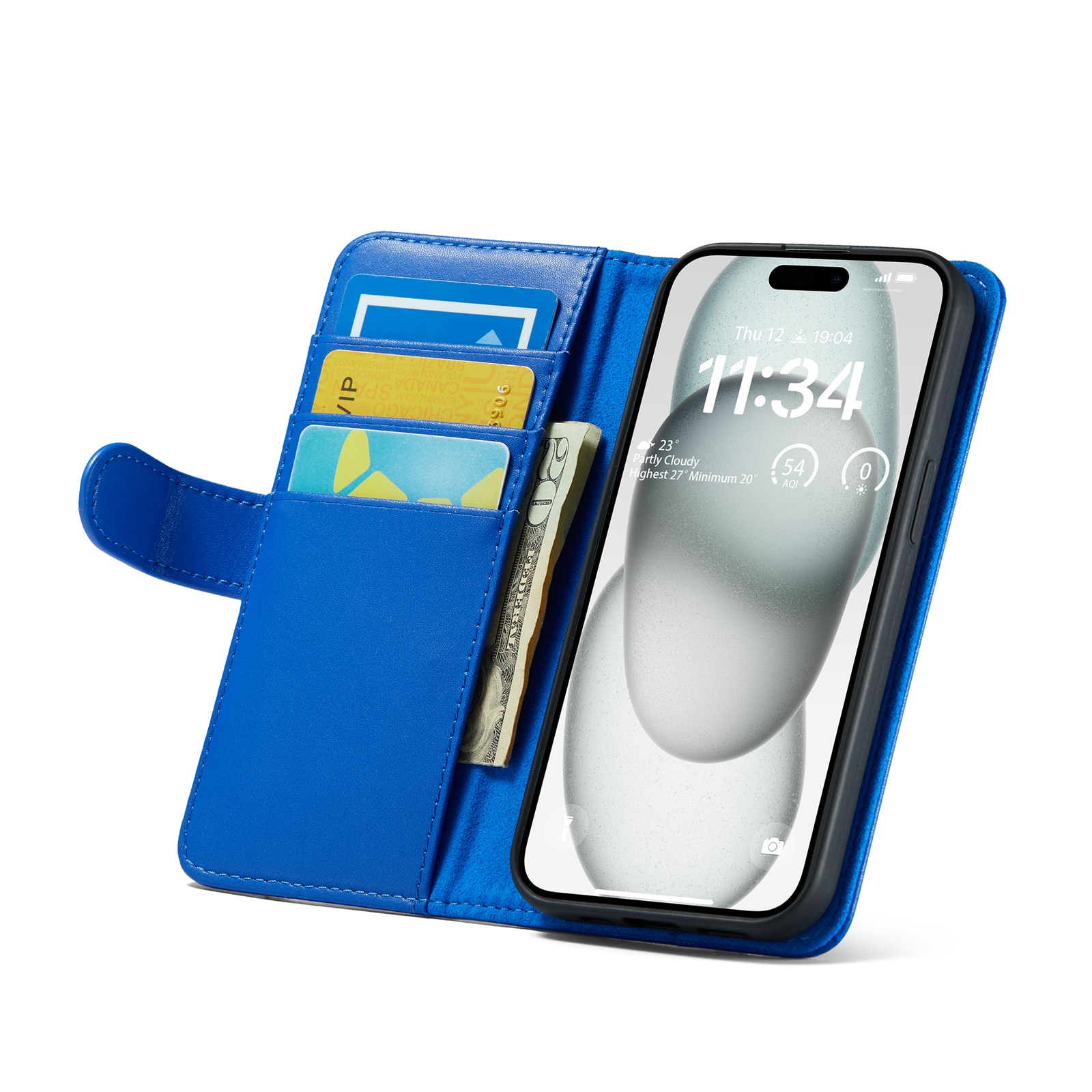 iPhone 13 Echtlederhülle Blau