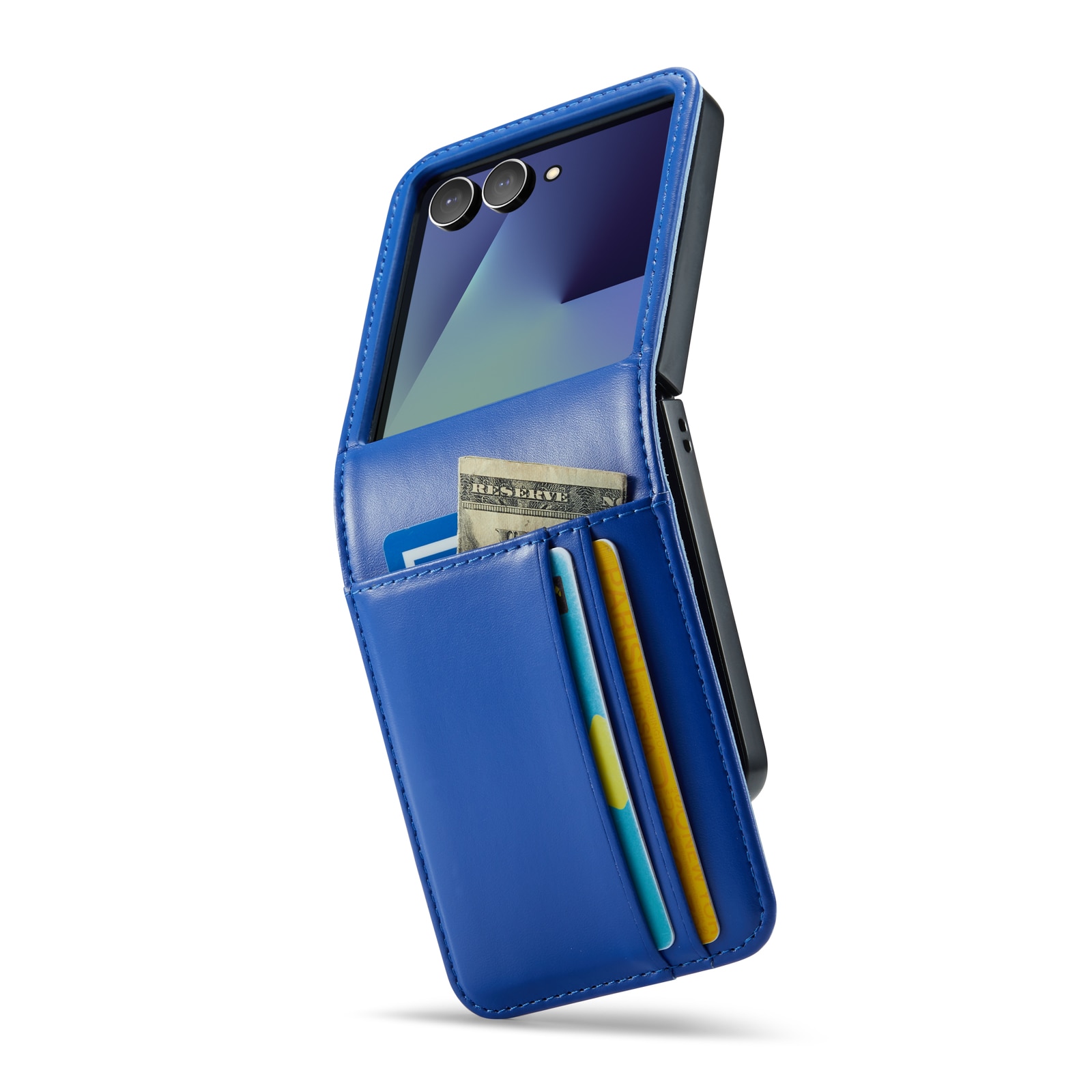 Samsung Galaxy Z Flip 7 Echtlederhülle Blau