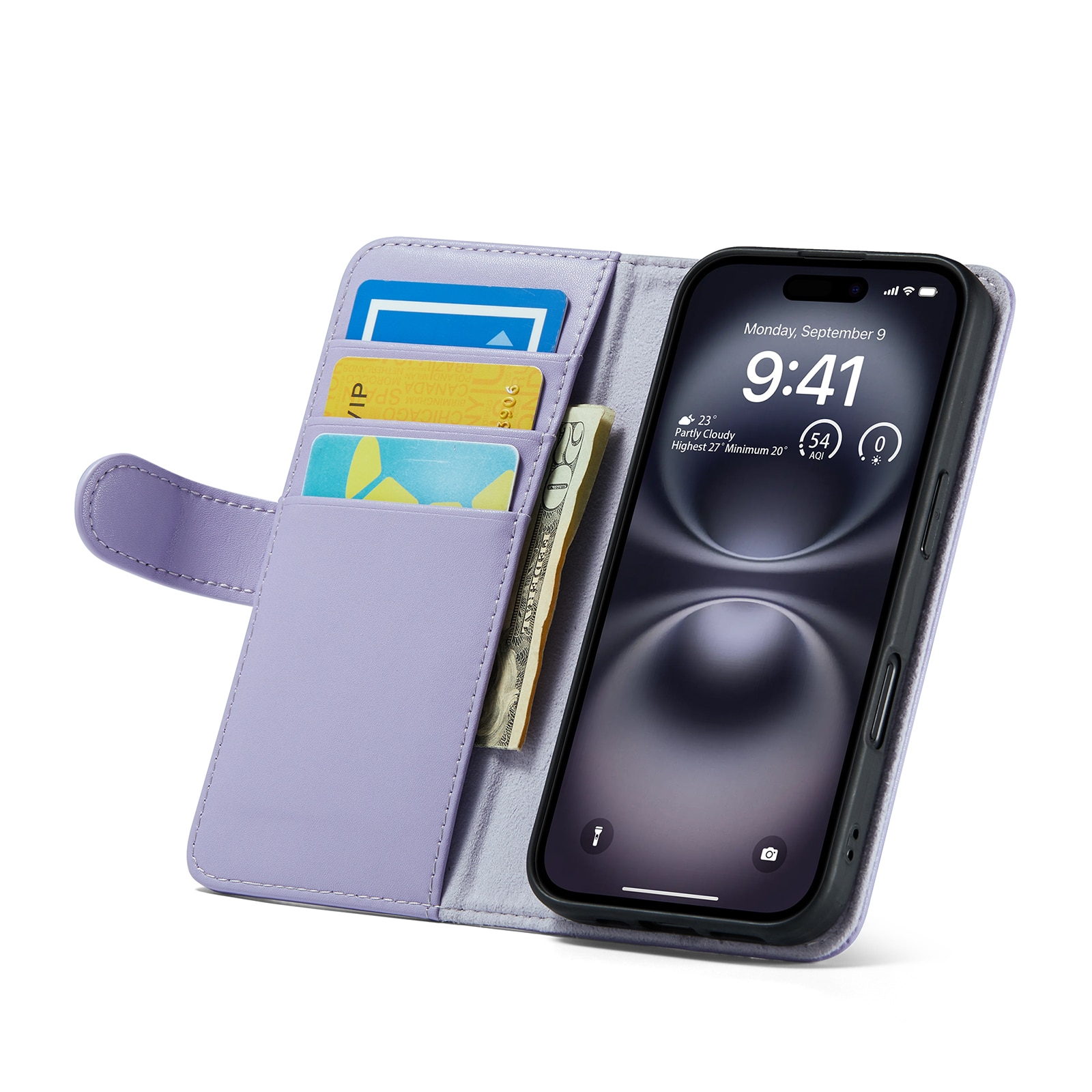 iPhone 16 Echtlederhülle Lila