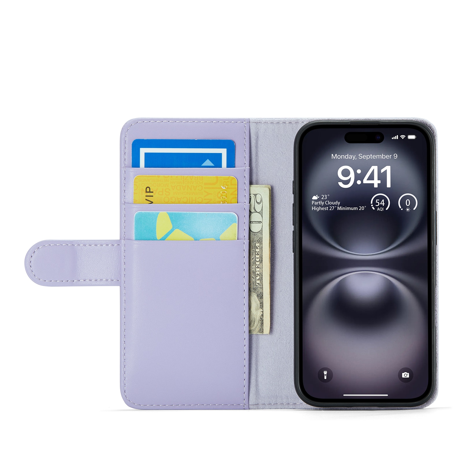 iPhone 16 Echtlederhülle Lila