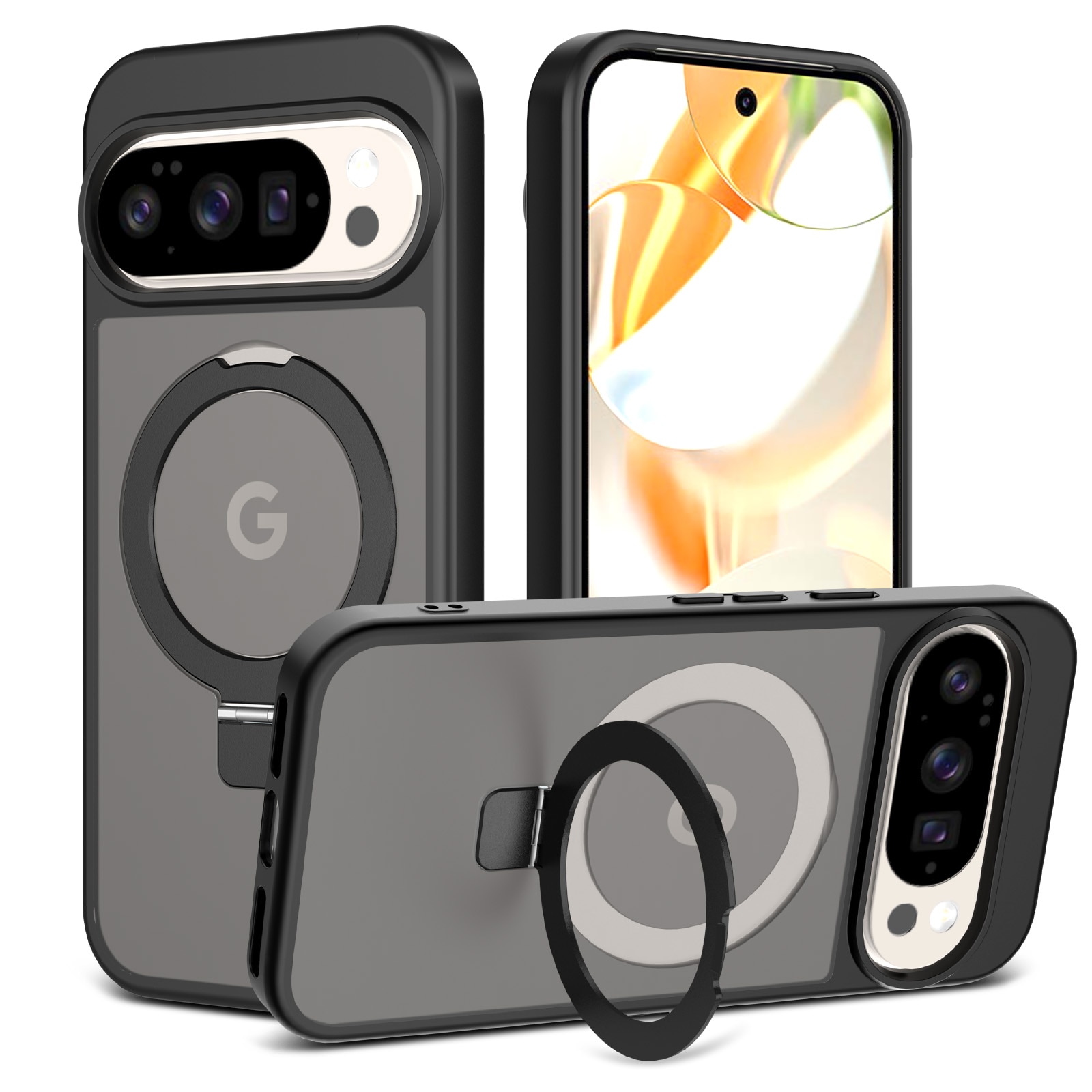 Google Pixel 9 Hybrid-Hülle Magnetic Ring Schwarz