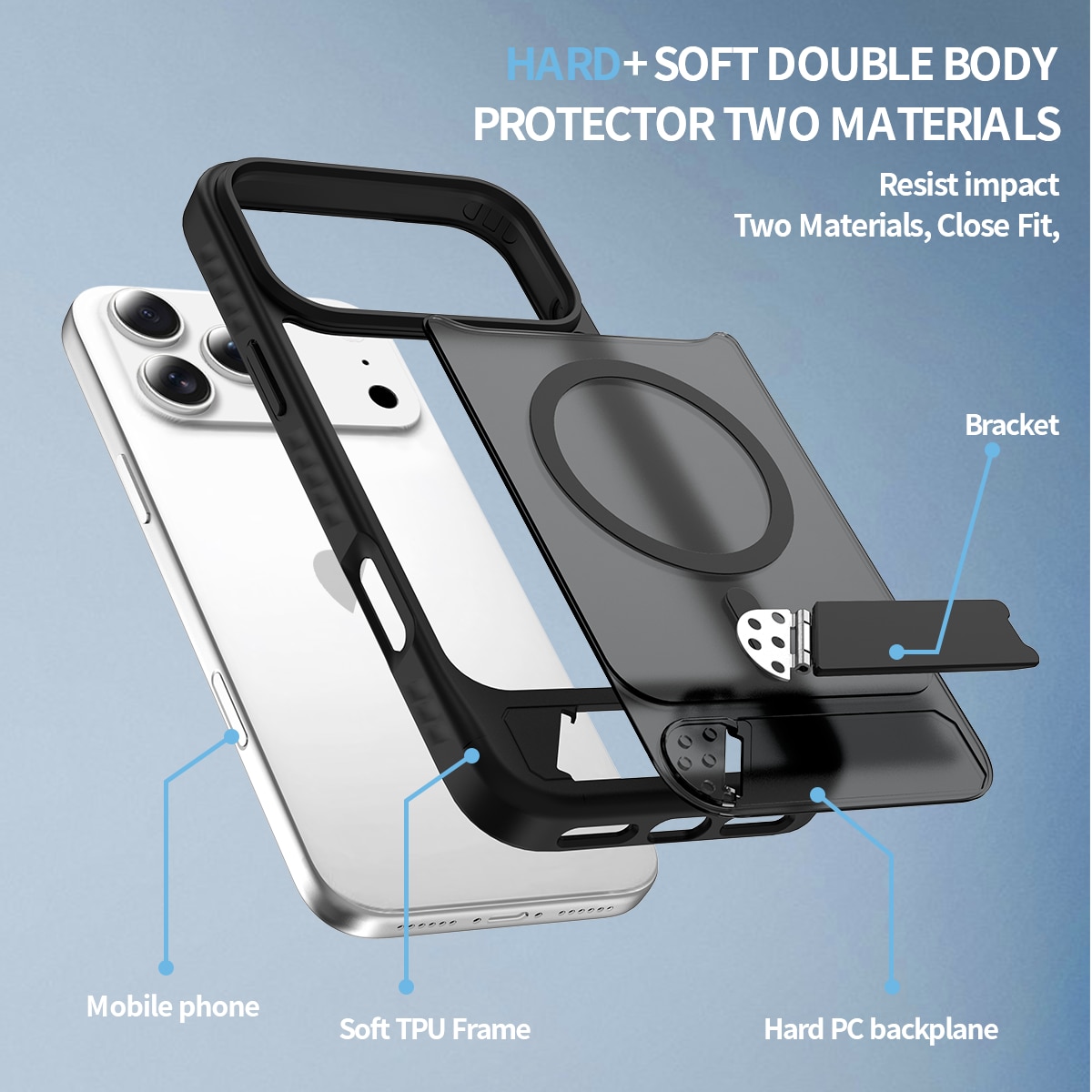 iPhone 17 Pro Magnetische Hülle mit Ständer Schwarz