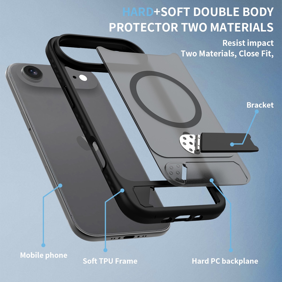 iPhone 17 Air Magnetische Hülle mit Ständer Schwarz