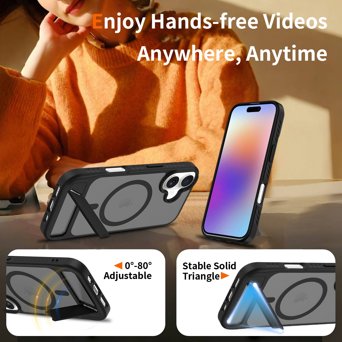 iPhone 17 Magnetische Hülle mit Ständer Schwarz