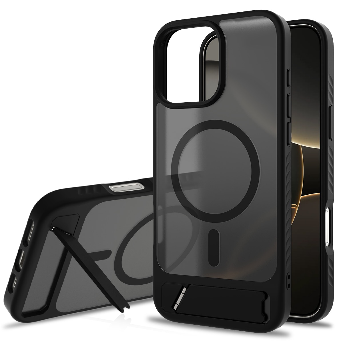 iPhone 17 Magnetische Hülle mit Ständer Schwarz