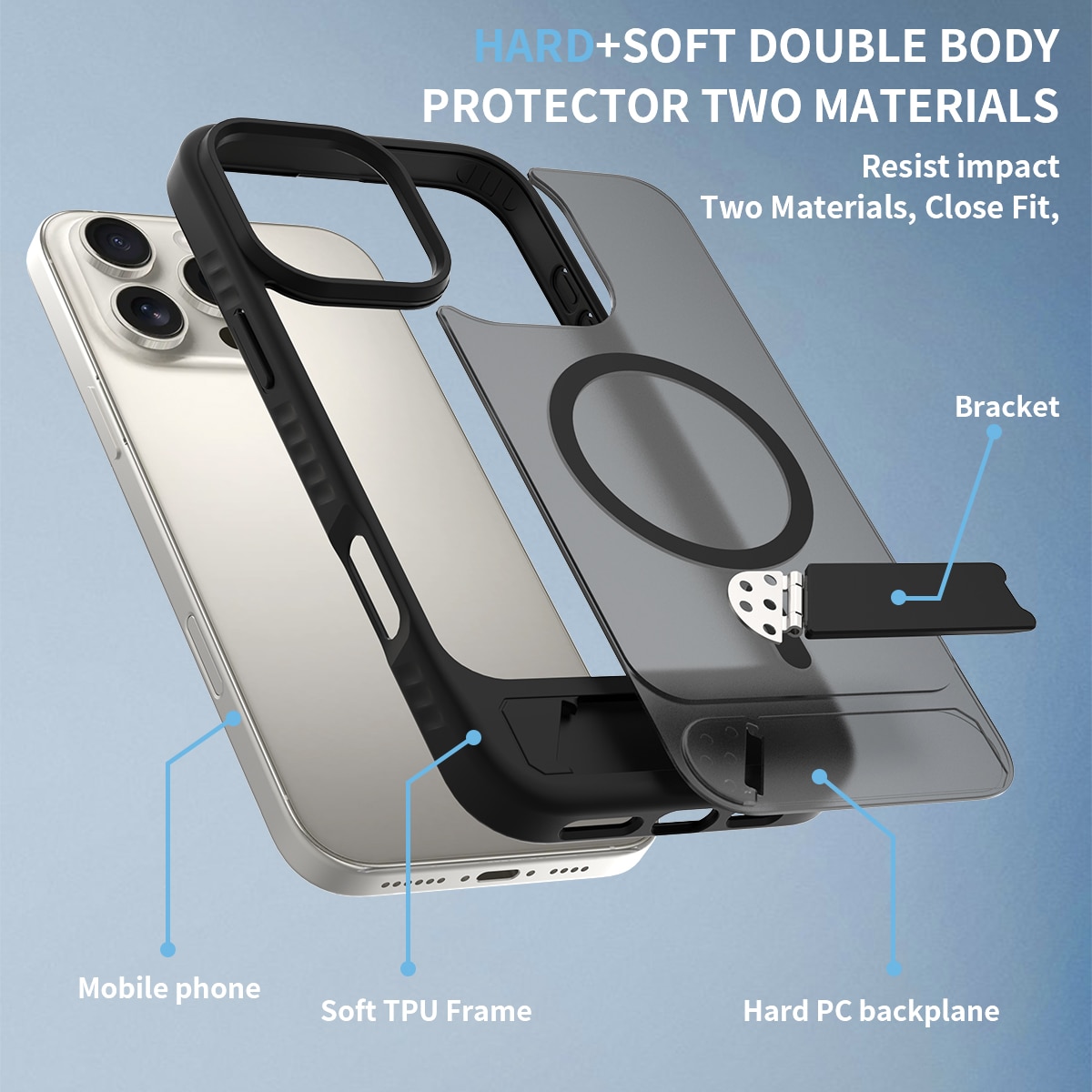 iPhone 17 Magnetische Hülle mit Ständer Schwarz