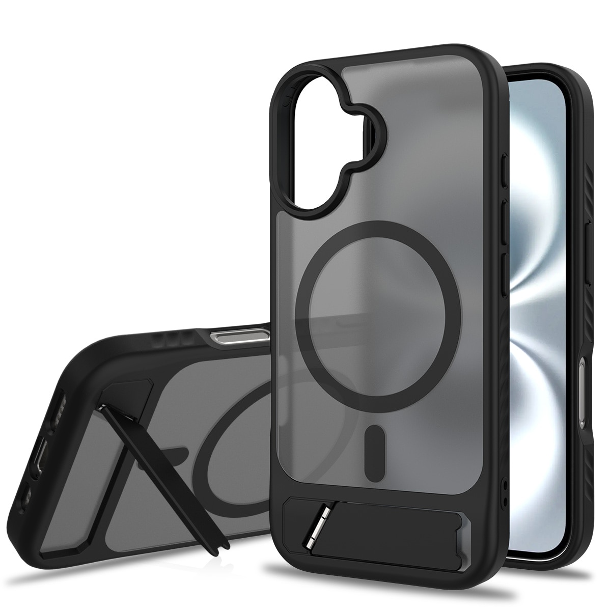 iPhone 16 Magnetische Hülle mit Ständer Schwarz