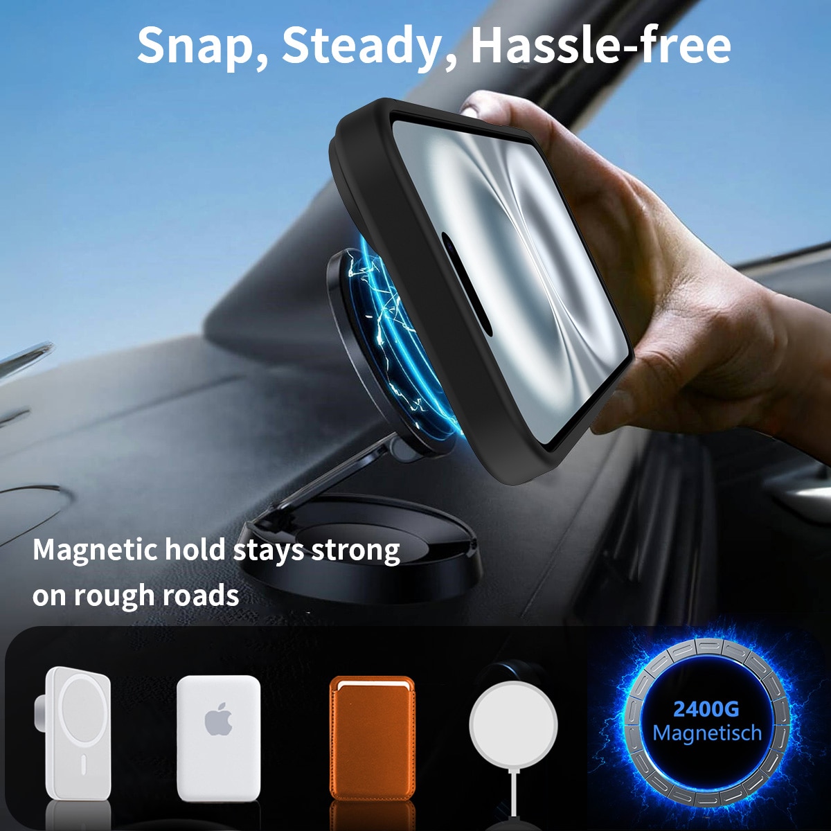 iPhone 16 Magnetische Hülle mit Ständer Schwarz