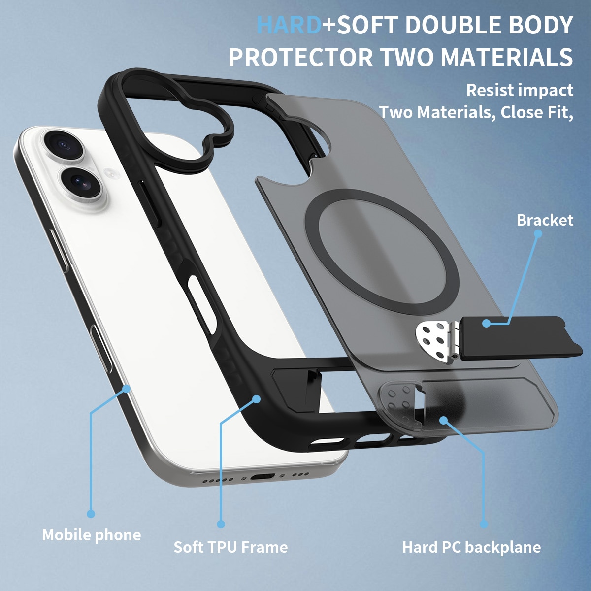 iPhone 16 Magnetische Hülle mit Ständer Schwarz
