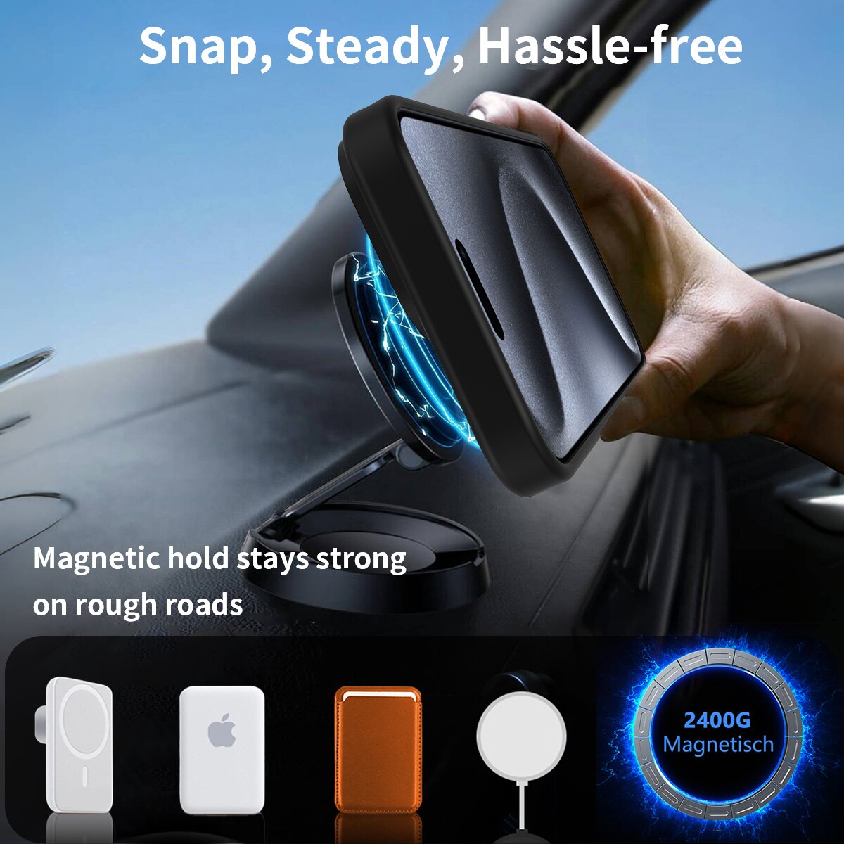 iPhone 15 Pro Max Magnetische Hülle mit Ständer Schwarz
