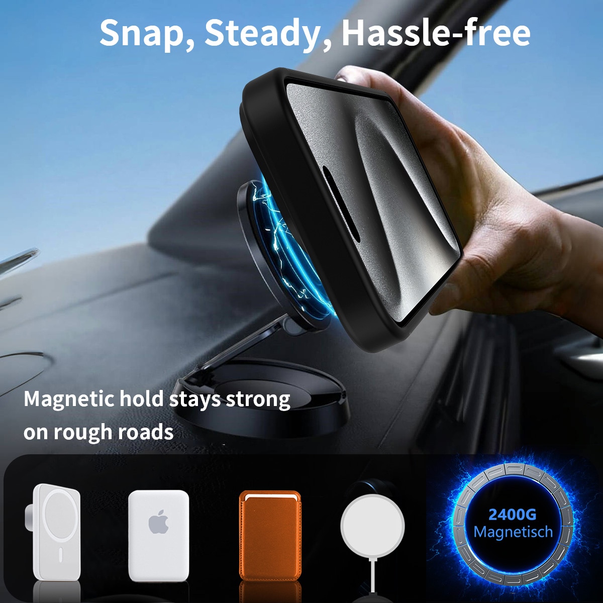 iPhone 15 Pro Magnetische Hülle mit Ständer Schwarz