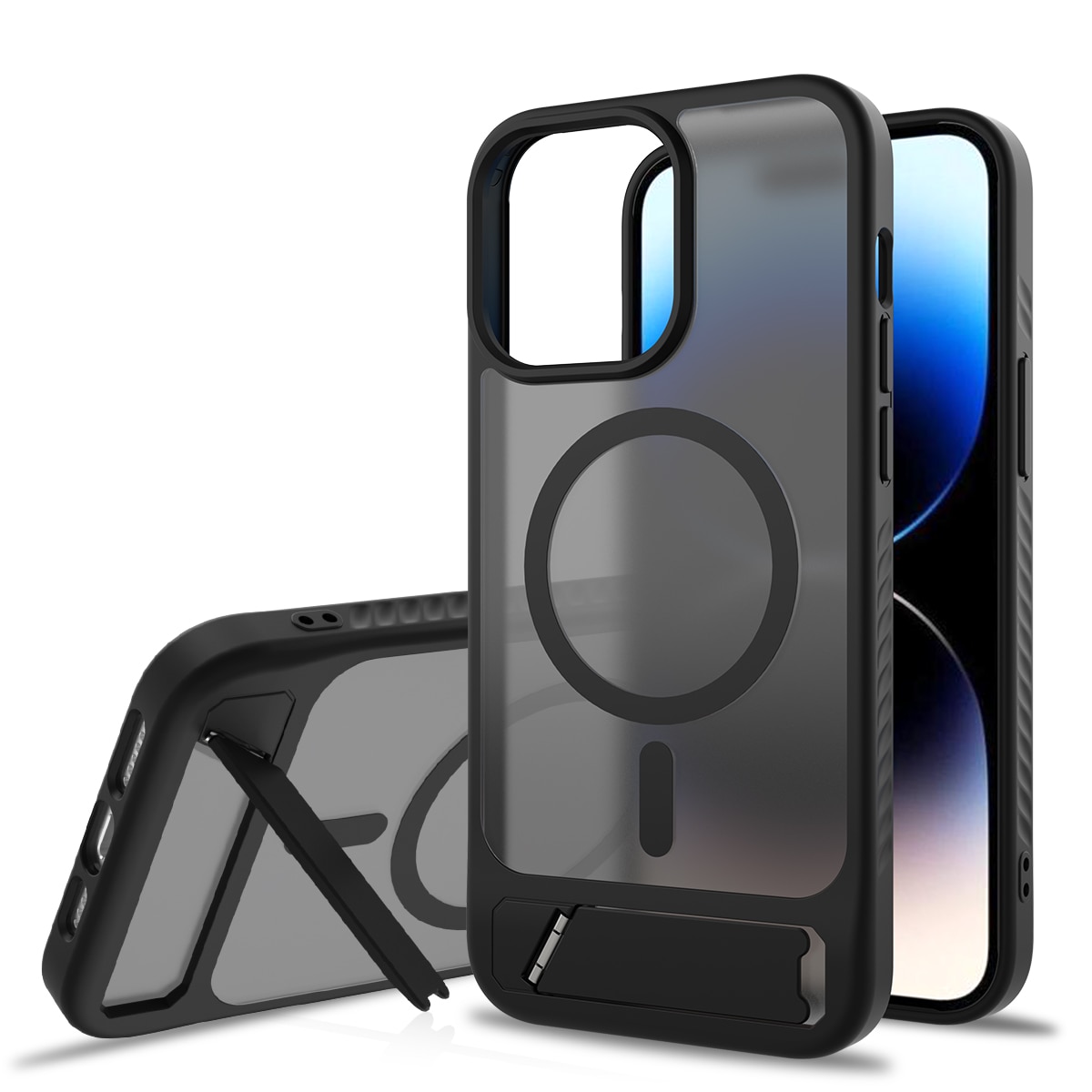iPhone 14 Pro Max Magnetische Hülle mit Ständer Schwarz