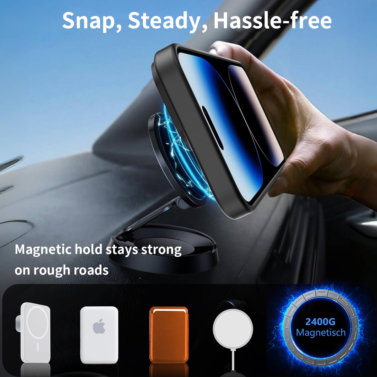 iPhone 14 Pro Max Magnetische Hülle mit Ständer Schwarz