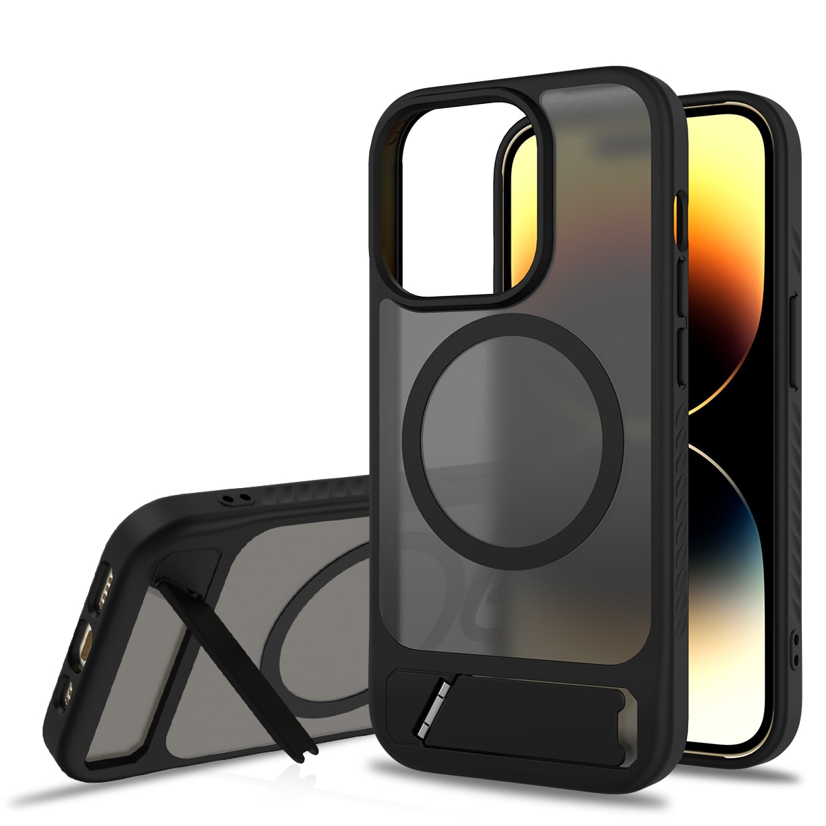 iPhone 13 Pro Magnetische Hülle mit Ständer Schwarz
