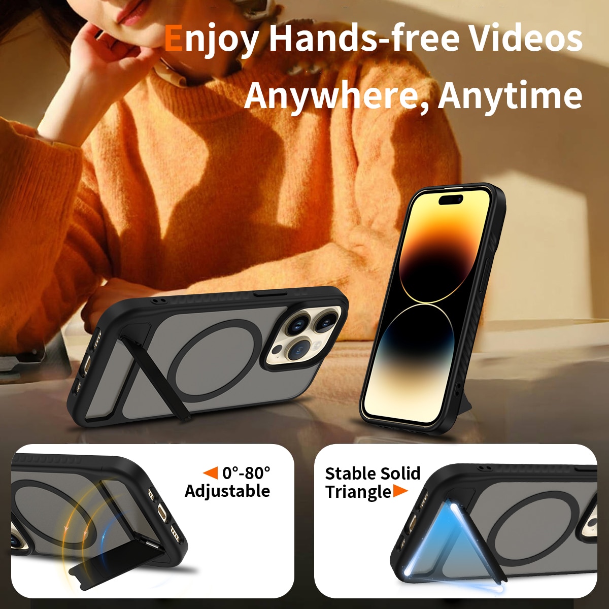 iPhone 13 Pro Magnetische Hülle mit Ständer Schwarz