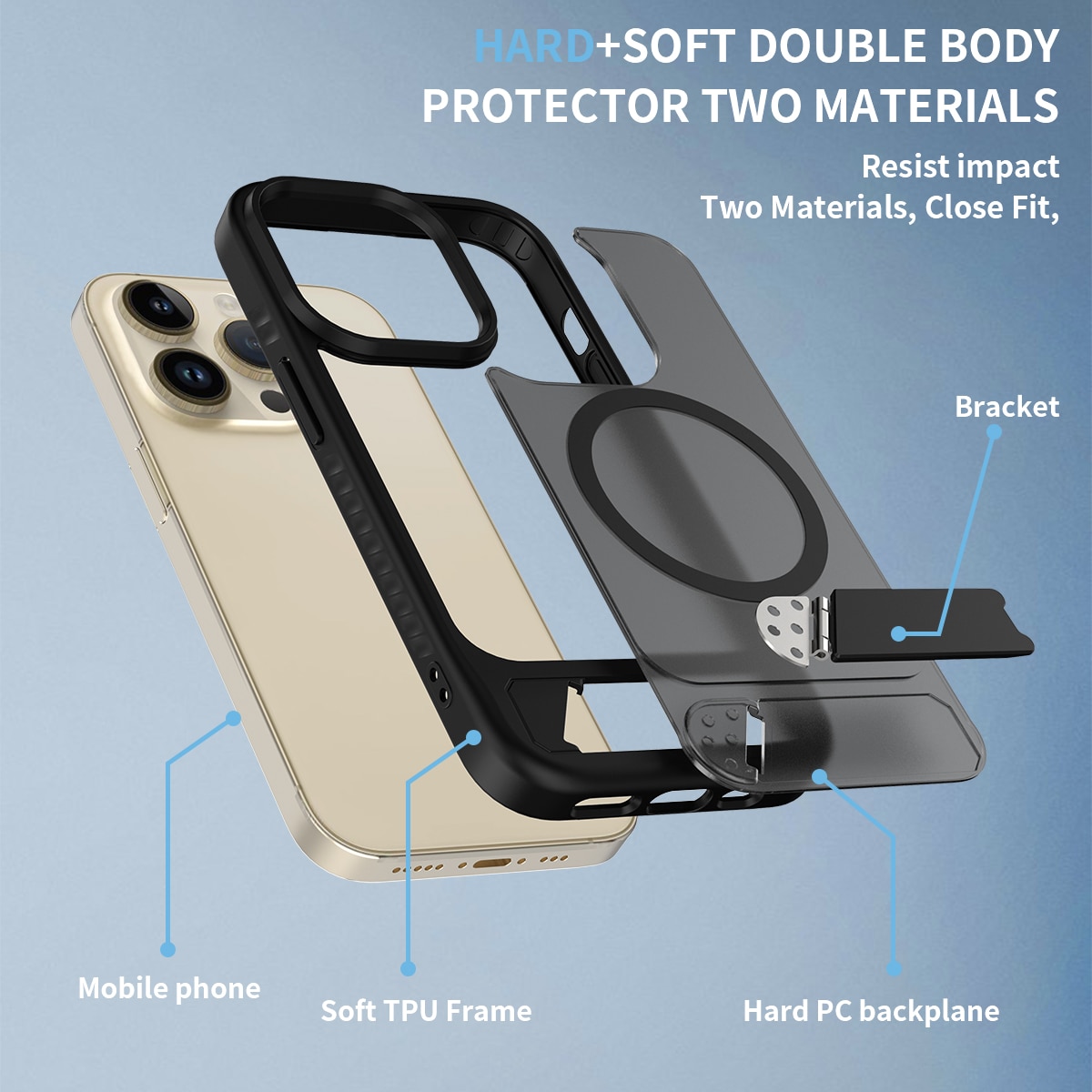 iPhone 13 Pro Magnetische Hülle mit Ständer Schwarz