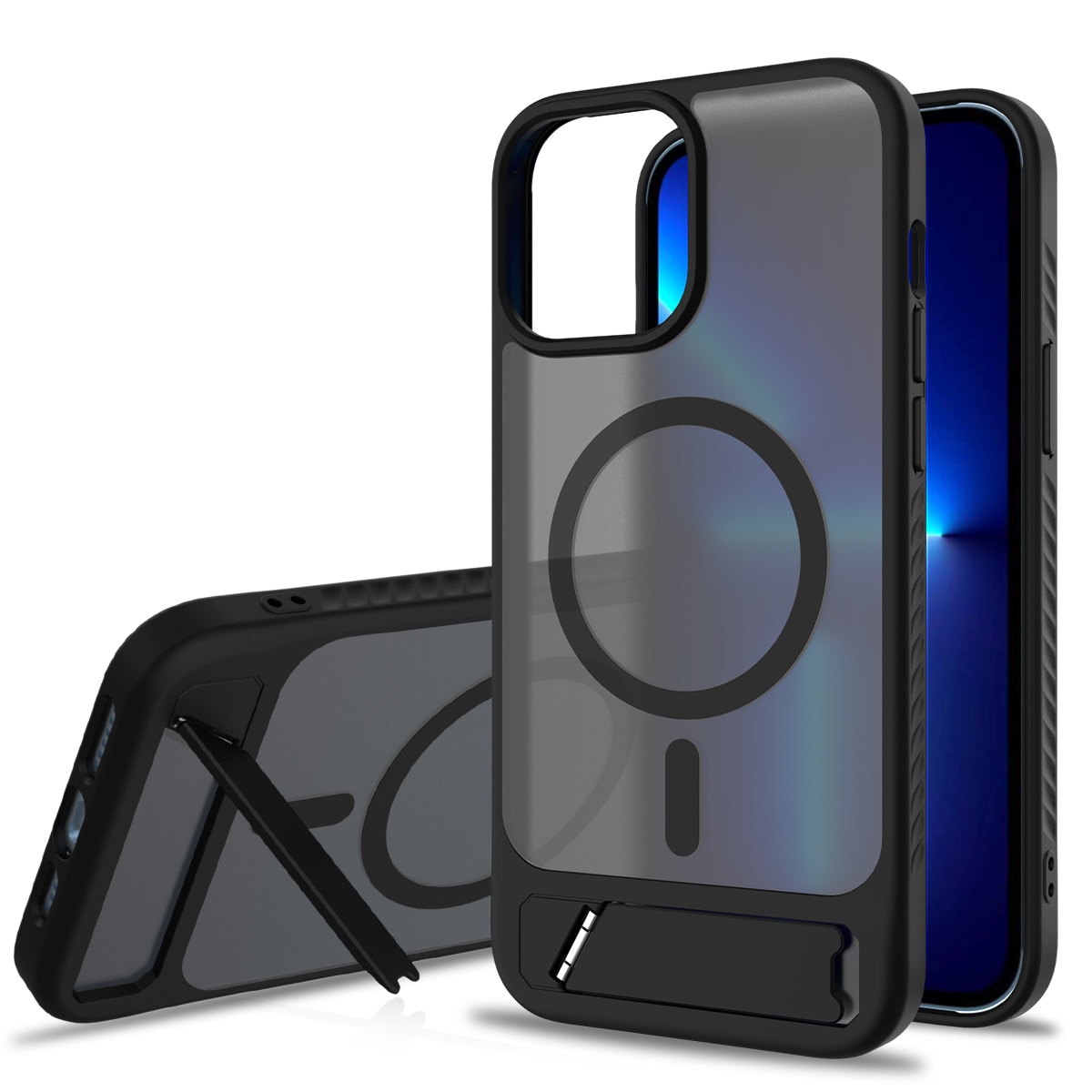 iPhone 13 Pro Max Magnetische Hülle mit Ständer Schwarz
