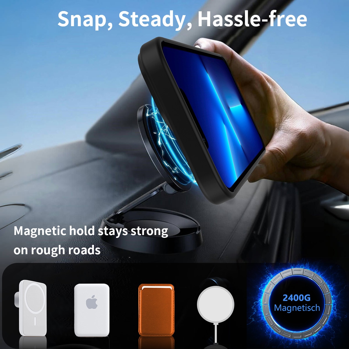iPhone 13 Pro Max Magnetische Hülle mit Ständer Schwarz