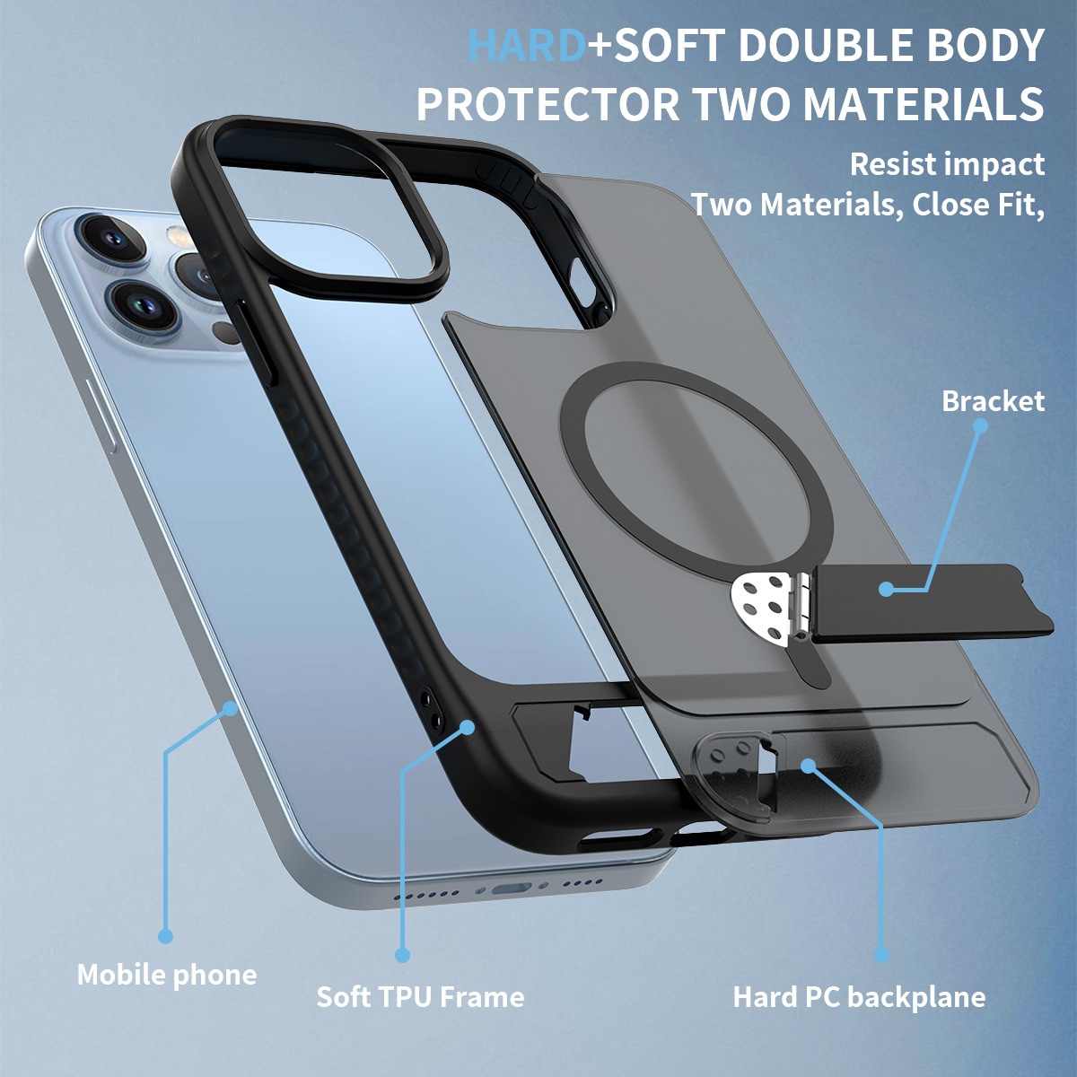 iPhone 13 Pro Max Magnetische Hülle mit Ständer Schwarz