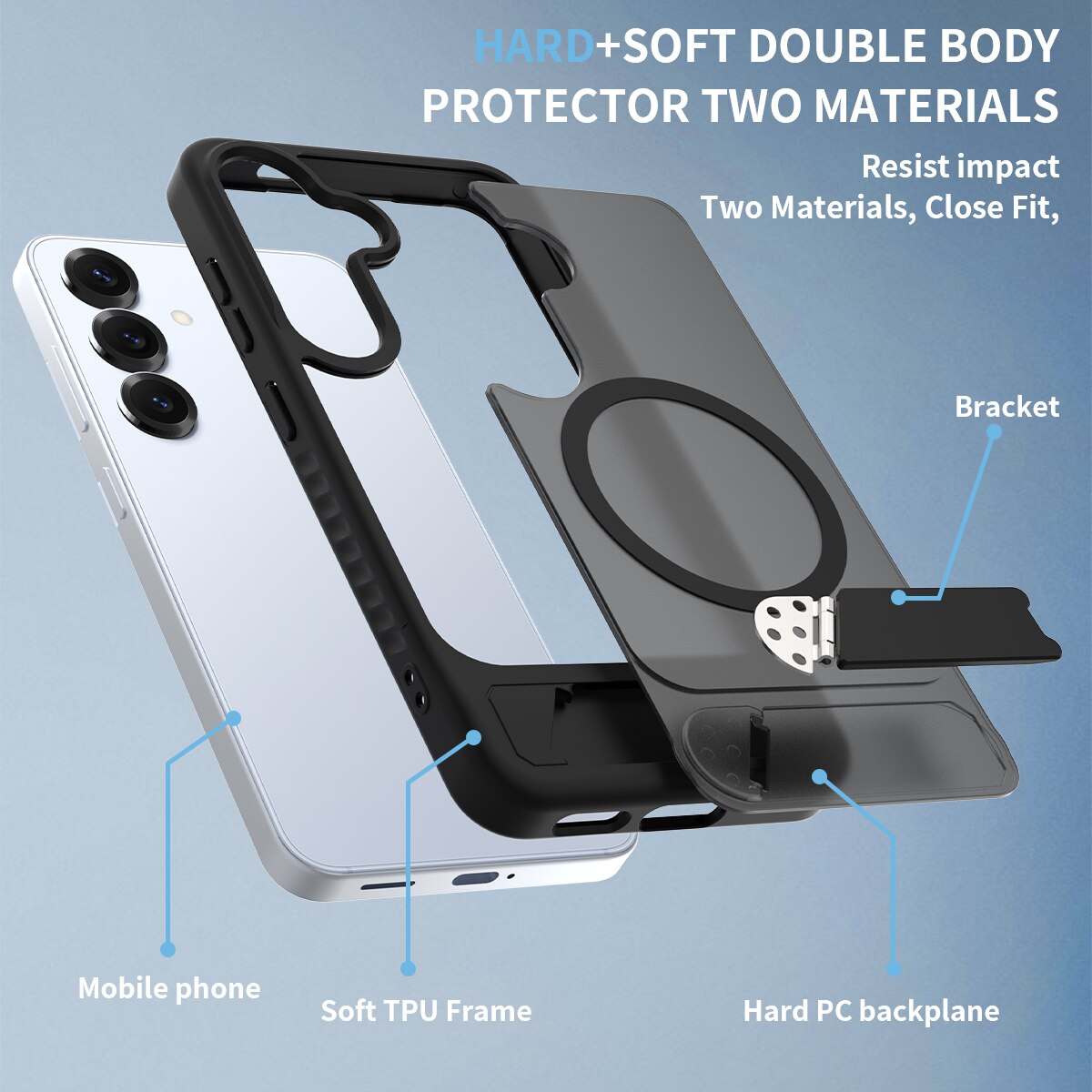 Samsung Galaxy S24 Magnetische Hülle mit Ständer Schwarz