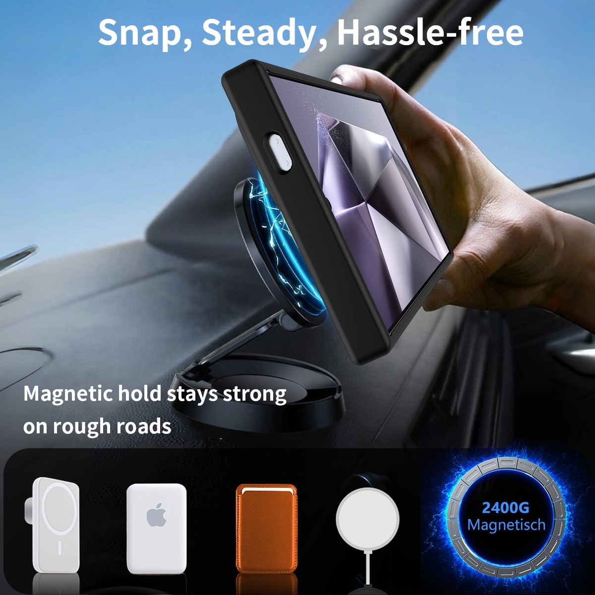 Samsung Galaxy S24 Ultra Magnetische Hülle mit Ständer Schwarz