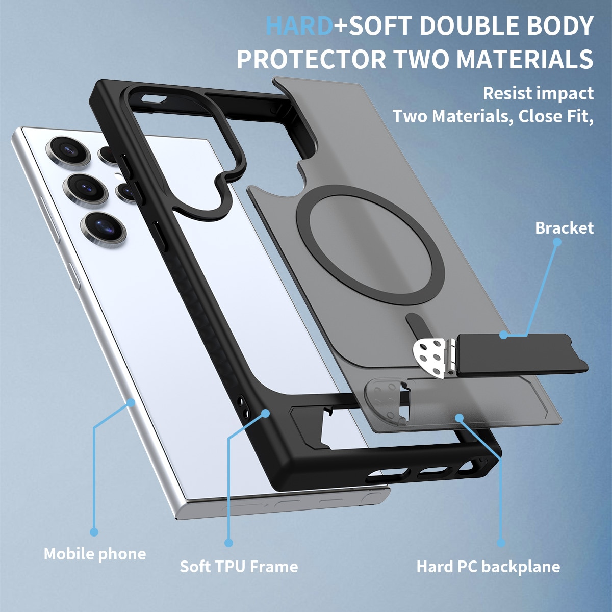 Samsung Galaxy S24 Ultra Magnetische Hülle mit Ständer Schwarz