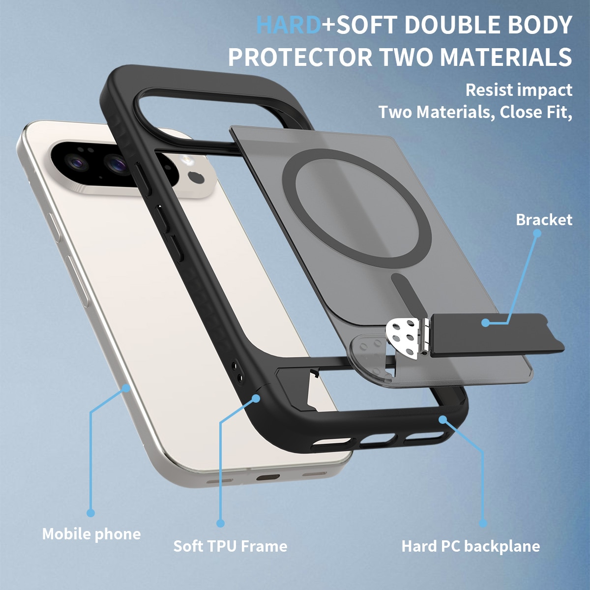 Google Pixel 10 Magnetische Hülle mit Ständer Schwarz