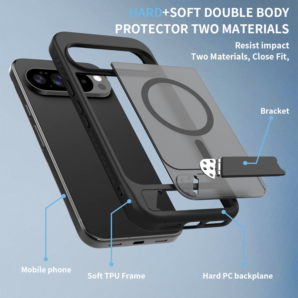 Google Pixel 10 Pro XL Magnetische Hülle mit Ständer Schwarz