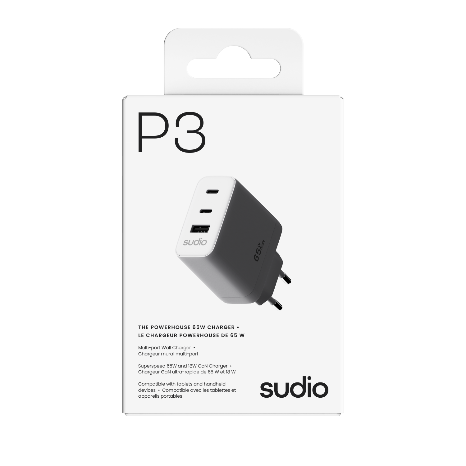 P3 Wandgeräte 65W 2 x USB-C + USB-A Weiß