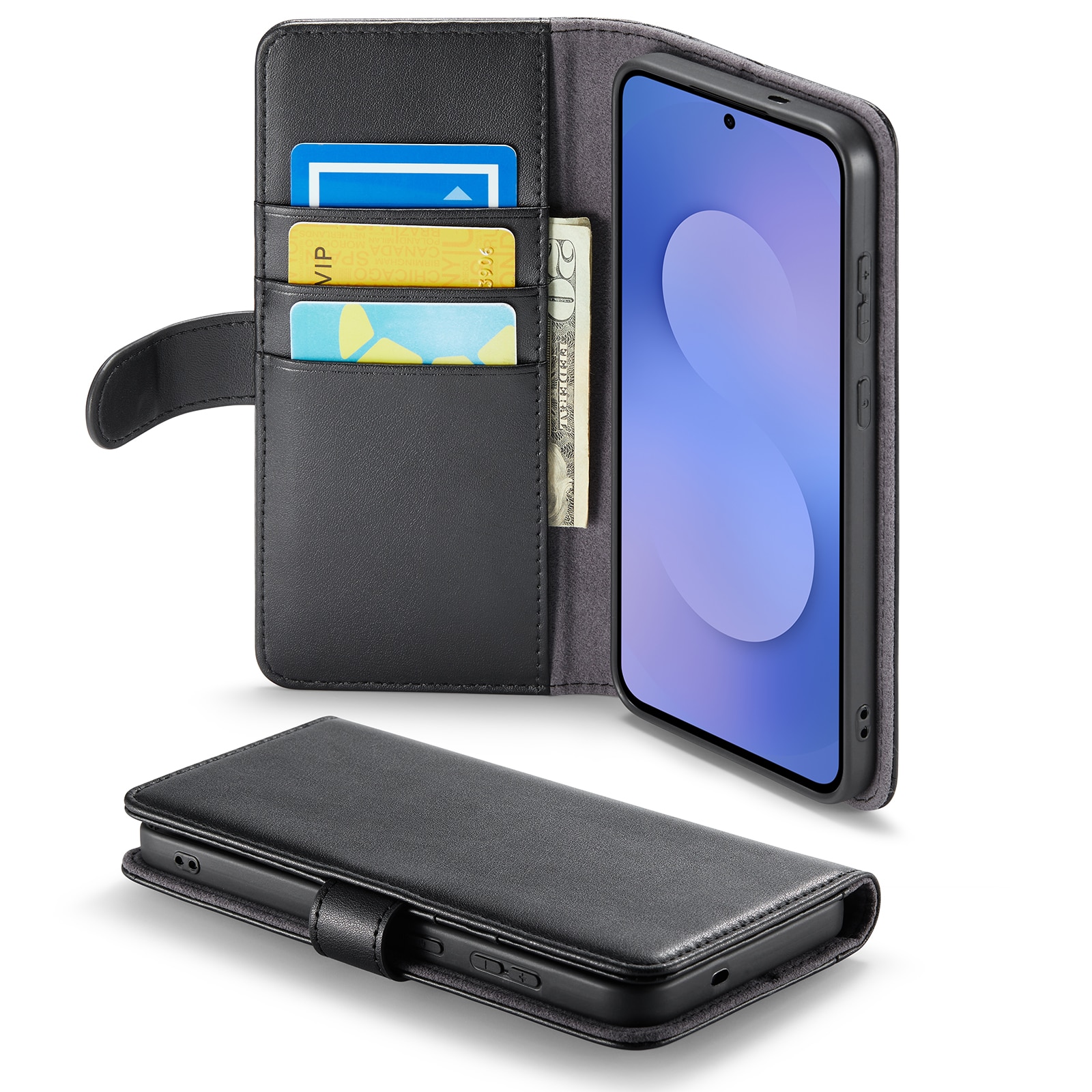 Samsung Galaxy S25 FE Echtlederhülle Schwarz
