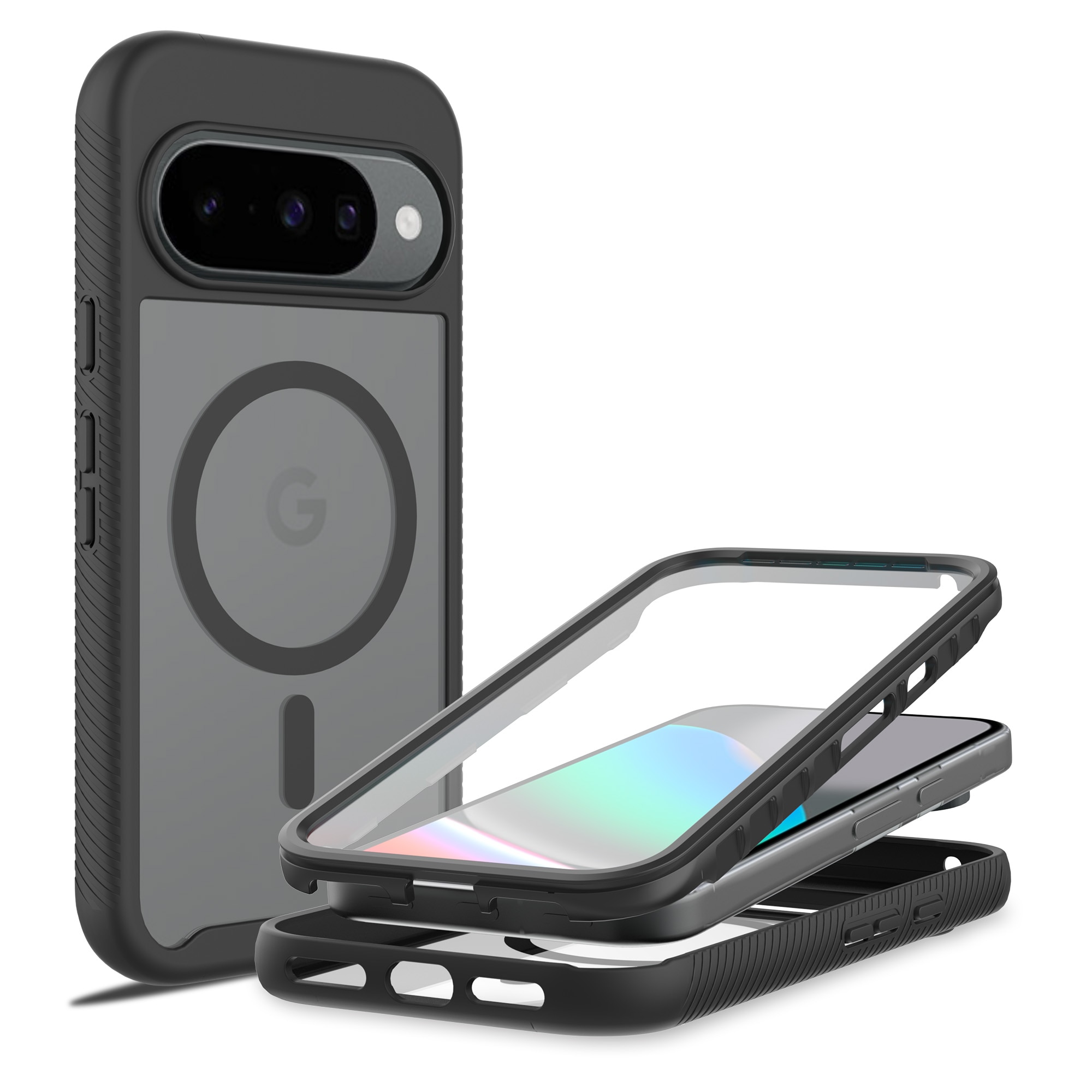 Google Pixel 10 Full Protection Magnetic Case Schwarz/Durchsichtig