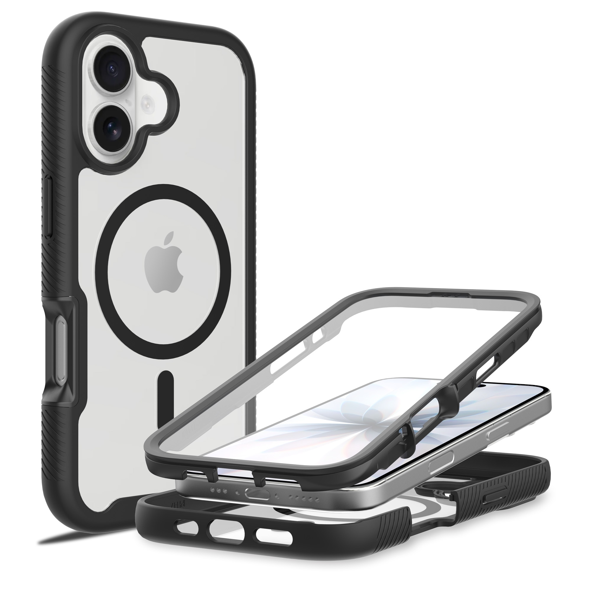 iPhone 17 Full Protection Magnetic Case Schwarz/Durchsichtig