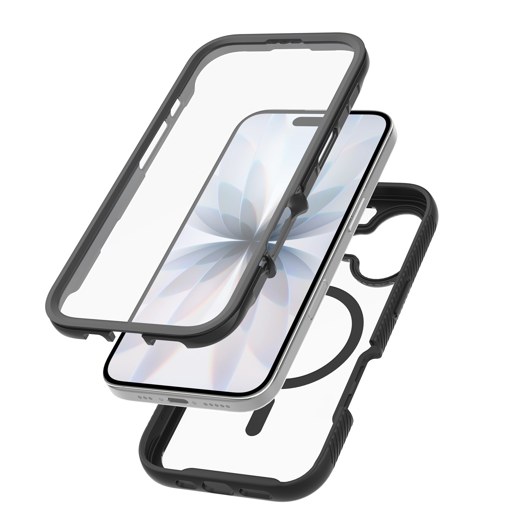 iPhone 17 Full Protection Magnetic Case Schwarz/Durchsichtig