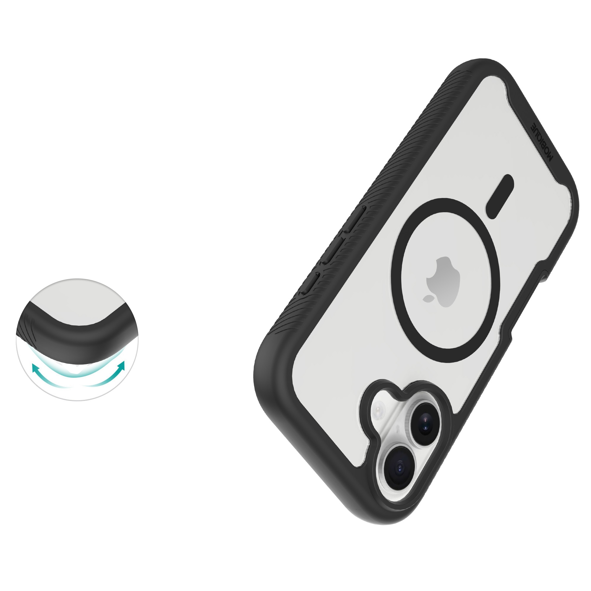iPhone 17 Full Protection Magnetic Case Schwarz/Durchsichtig