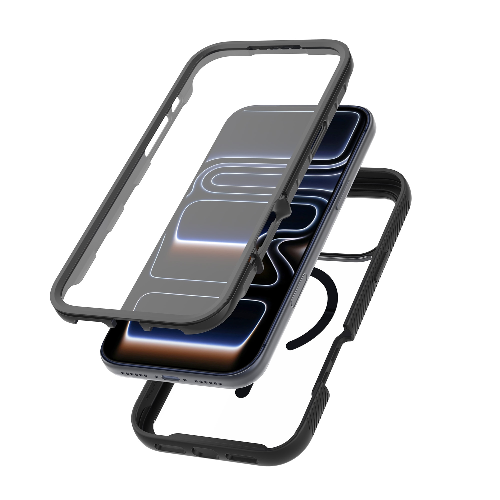 iPhone 17 Pro Full Protection Magnetic Case Schwarz/Durchsichtig