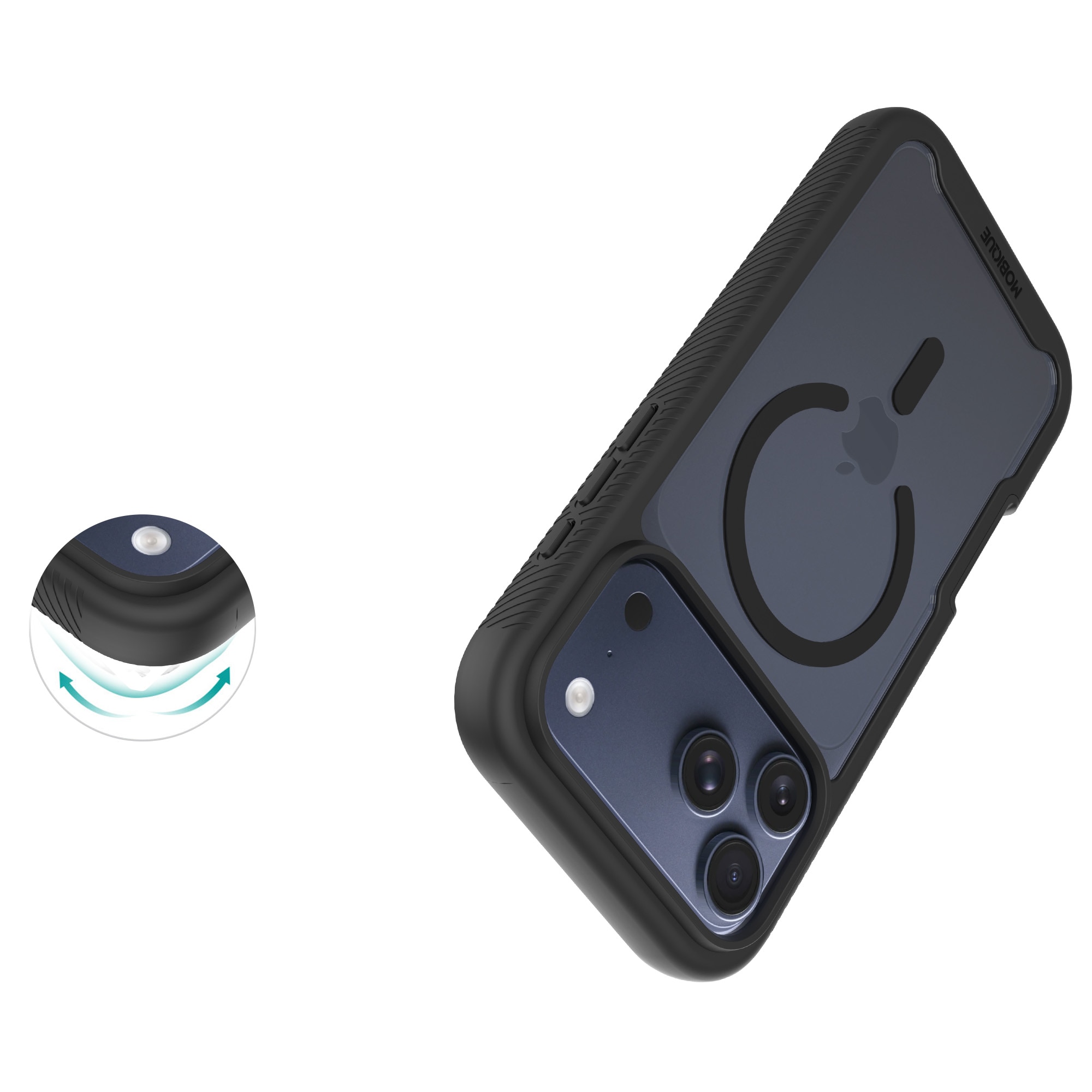 iPhone 17 Pro Full Protection Magnetic Case Schwarz/Durchsichtig