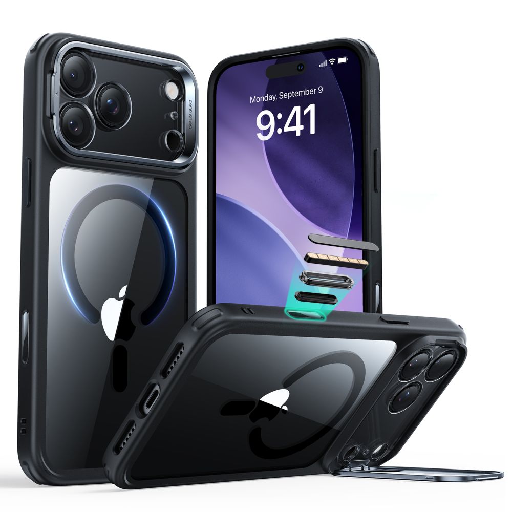 Classic Kickstand HaloLock MagSafe iPhone 17 Pro Max Schwarz/Durchsichtig