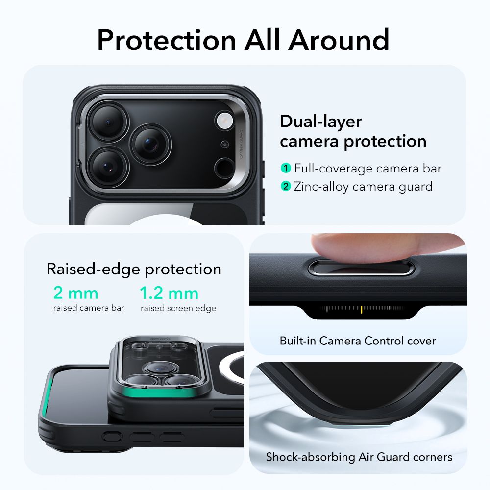 Classic Kickstand HaloLock MagSafe iPhone 17 Pro Max Schwarz/Durchsichtig
