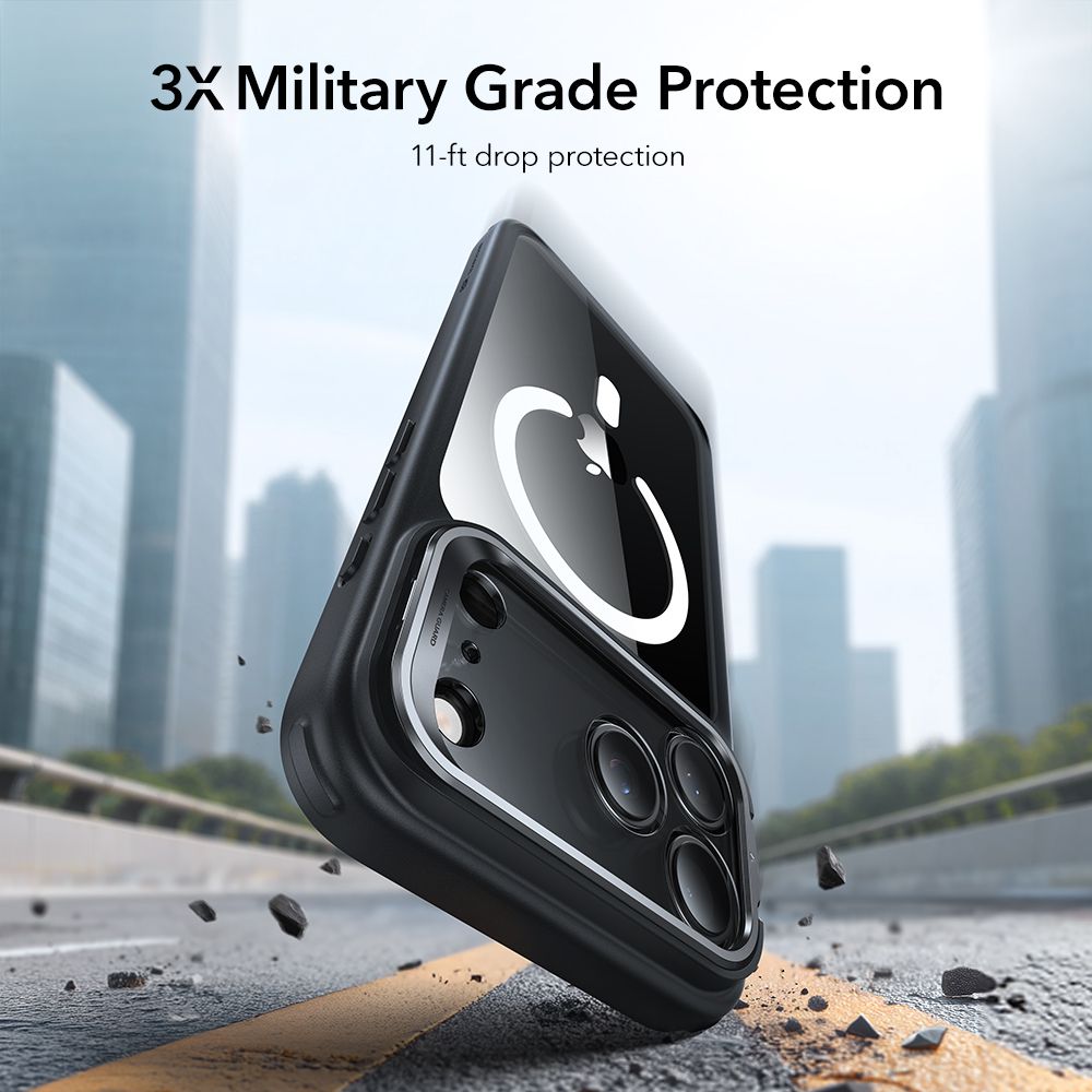 Classic Kickstand HaloLock MagSafe iPhone 17 Pro Max Schwarz/Durchsichtig