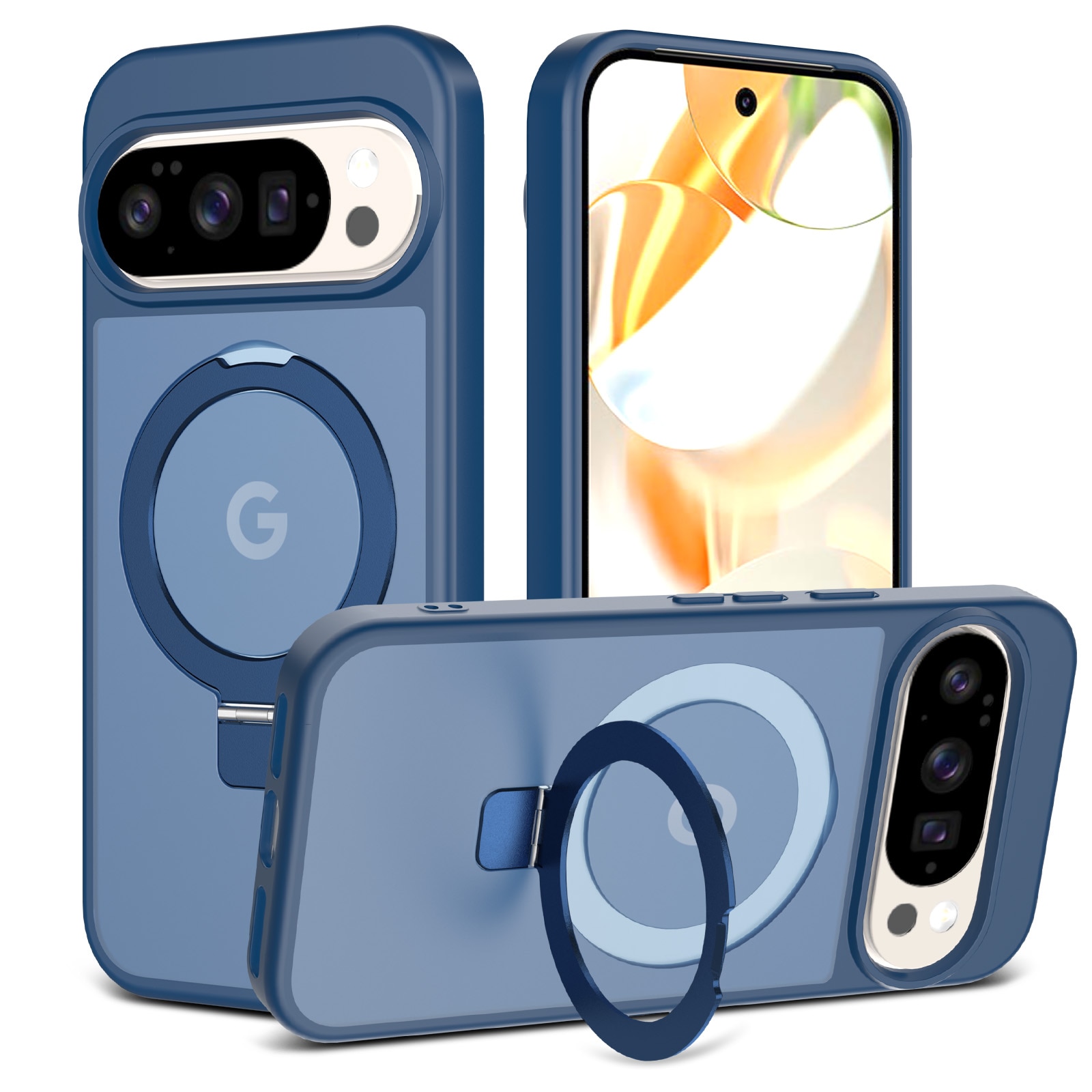Google Pixel 9 Pro Hybrid-Hülle Magnetic Ring Dunkelblau