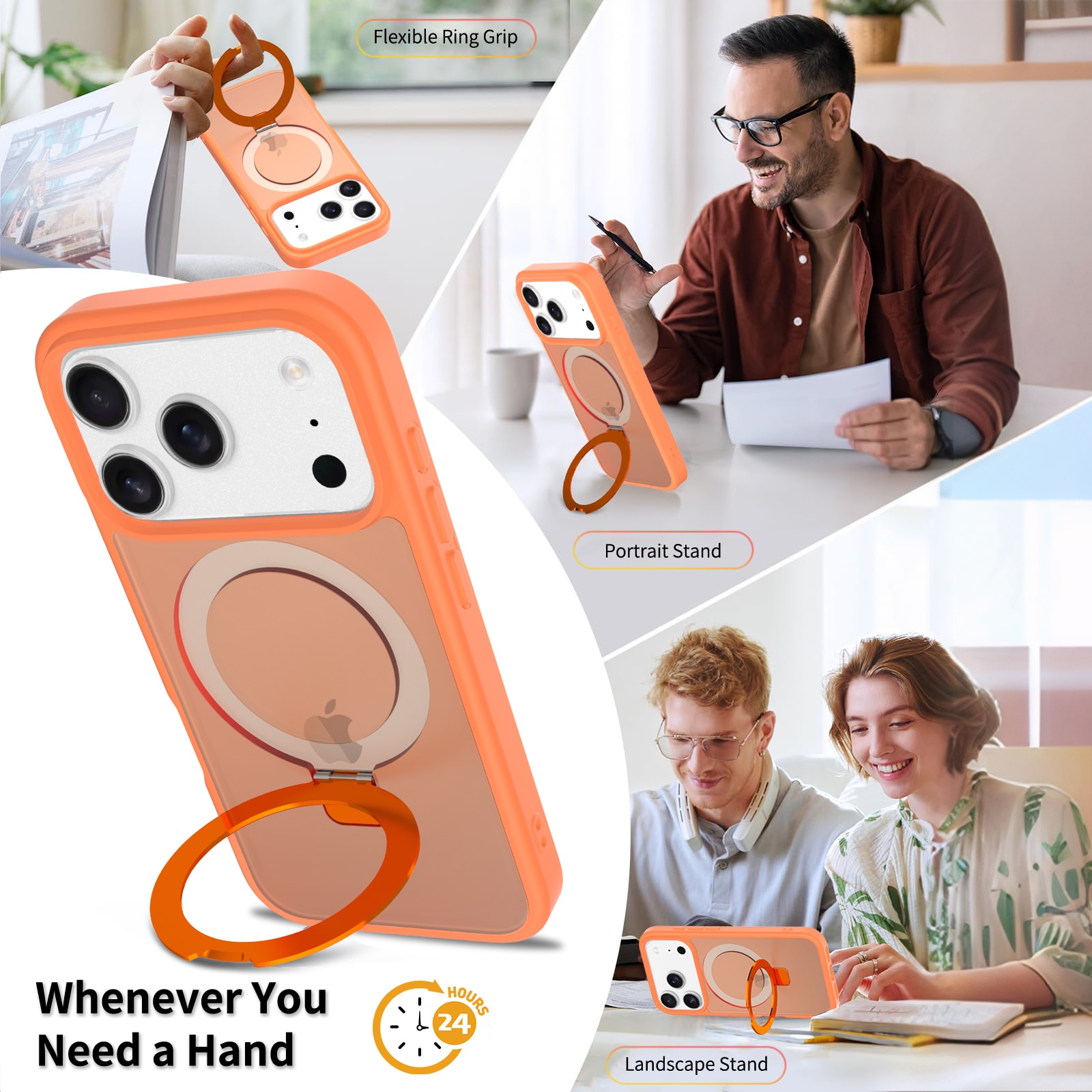 iPhone 17 Pro Max Hybrid-Hülle Magnetic Ring Orange