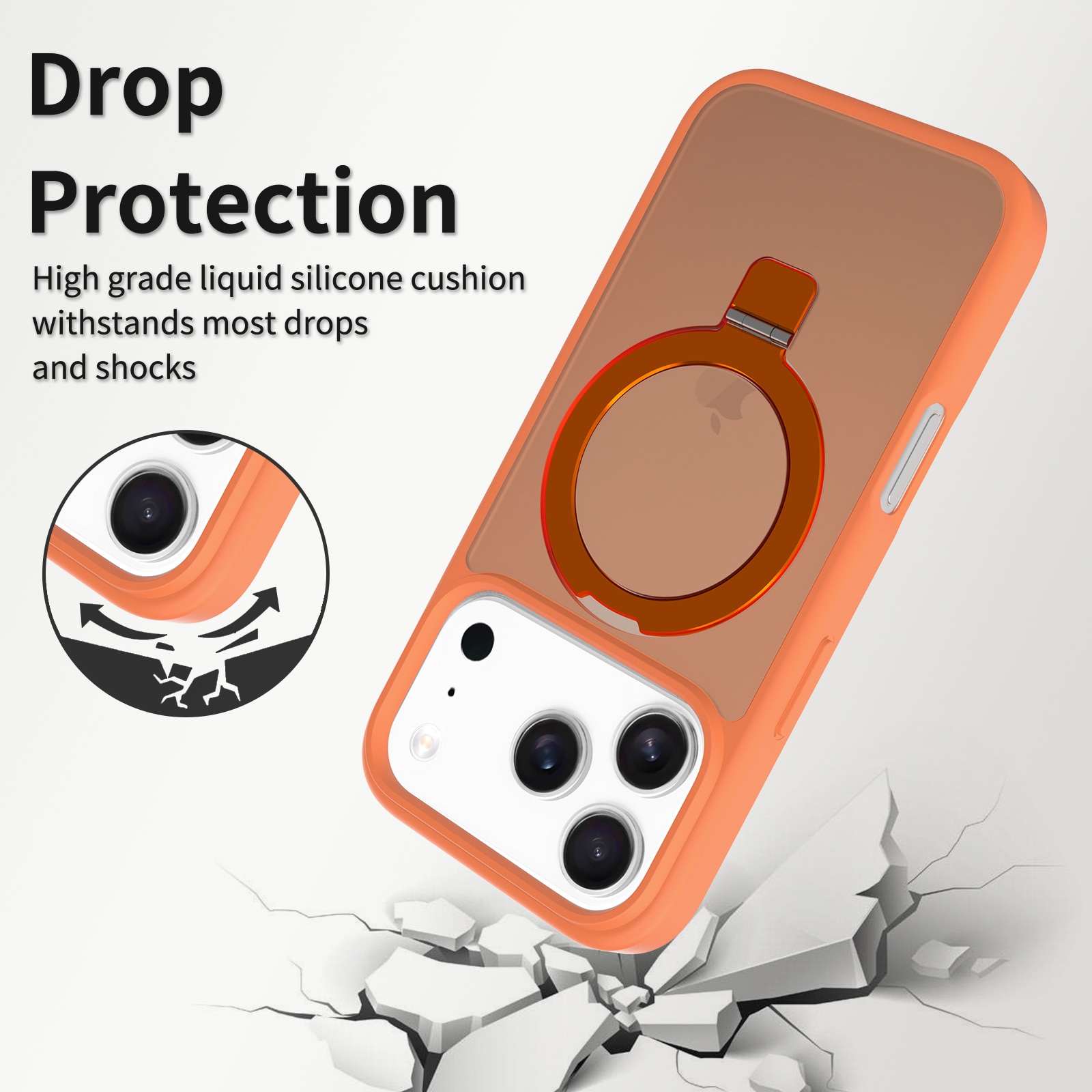 iPhone 17 Pro Max Hybrid-Hülle Magnetic Ring Orange