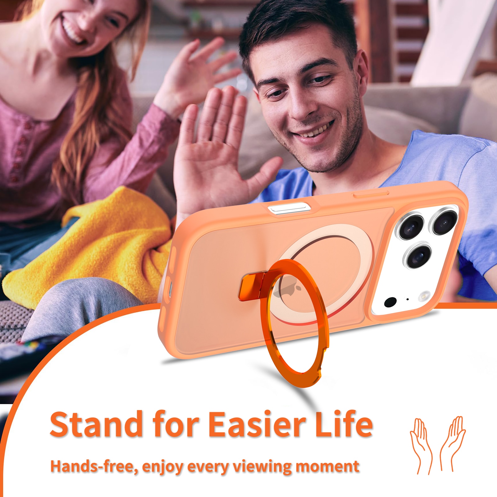 iPhone 17 Pro Max Hybrid-Hülle Magnetic Ring Orange