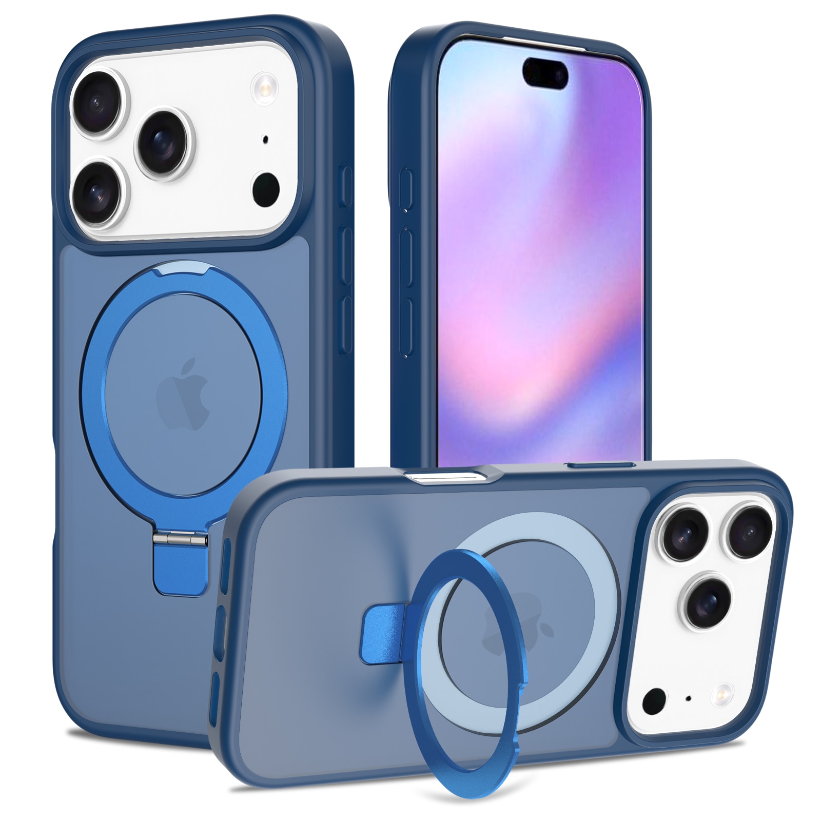 iPhone 17 Pro Max Hybrid-Hülle Magnetic Ring Dunkelblau