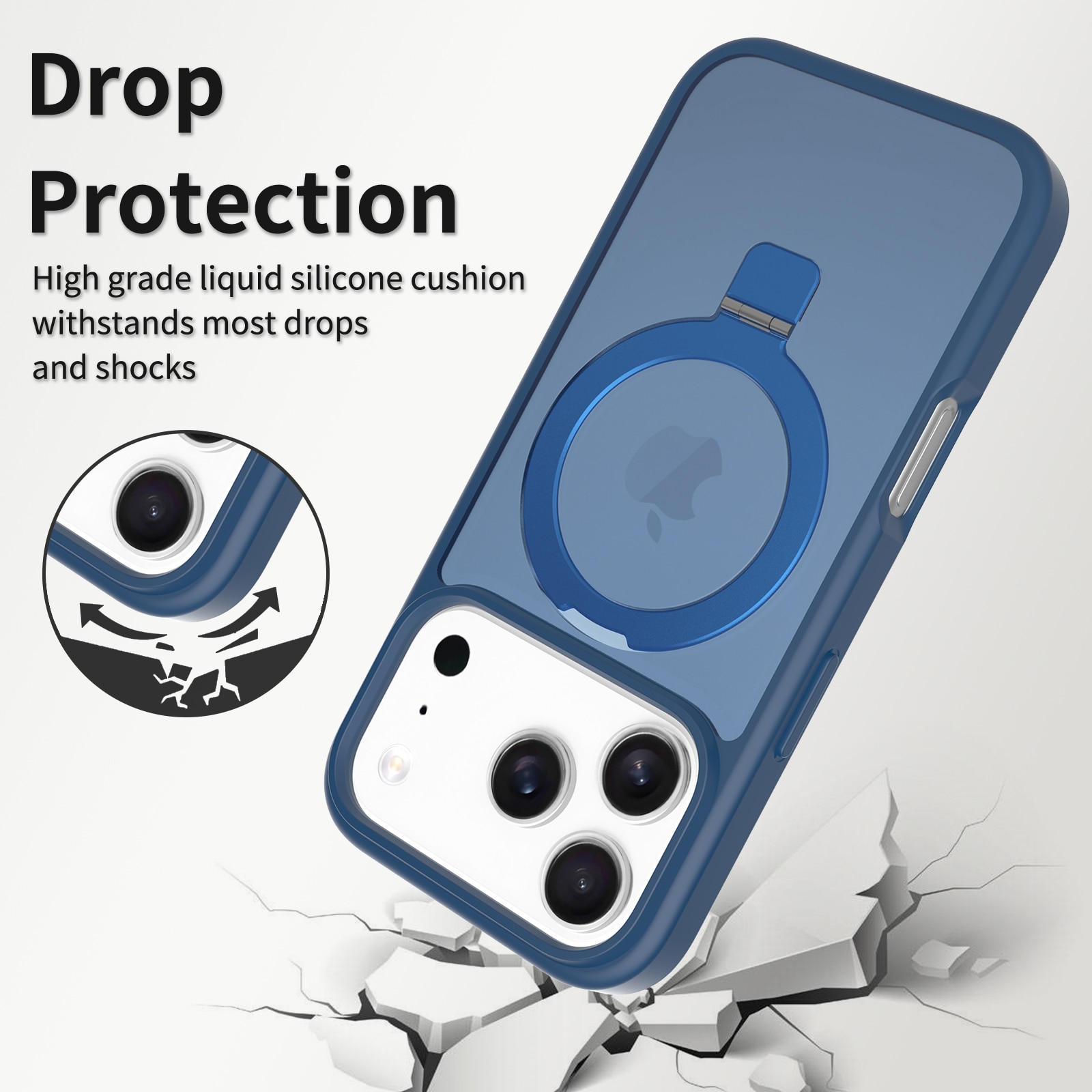iPhone 17 Pro Max Hybrid-Hülle Magnetic Ring Dunkelblau