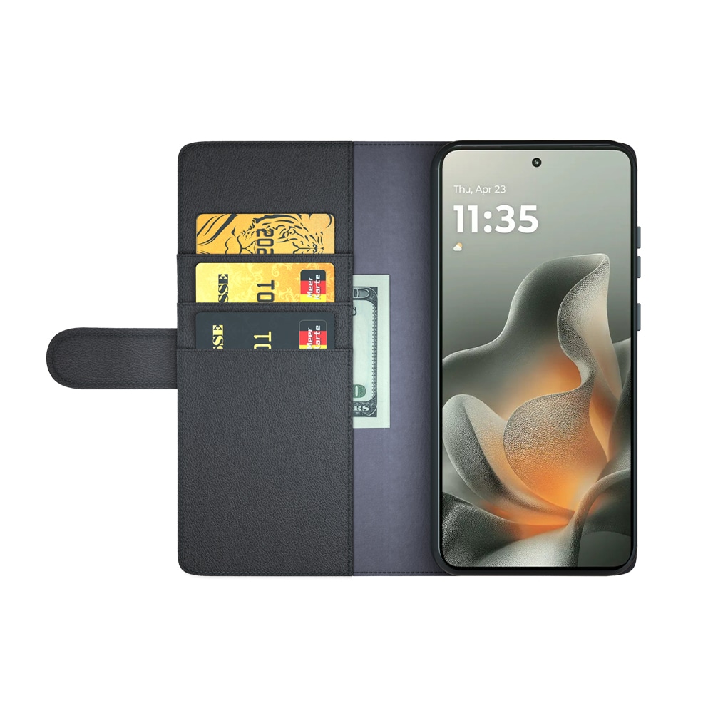 Motorola Edge 70 Echtlederhülle Schwarz