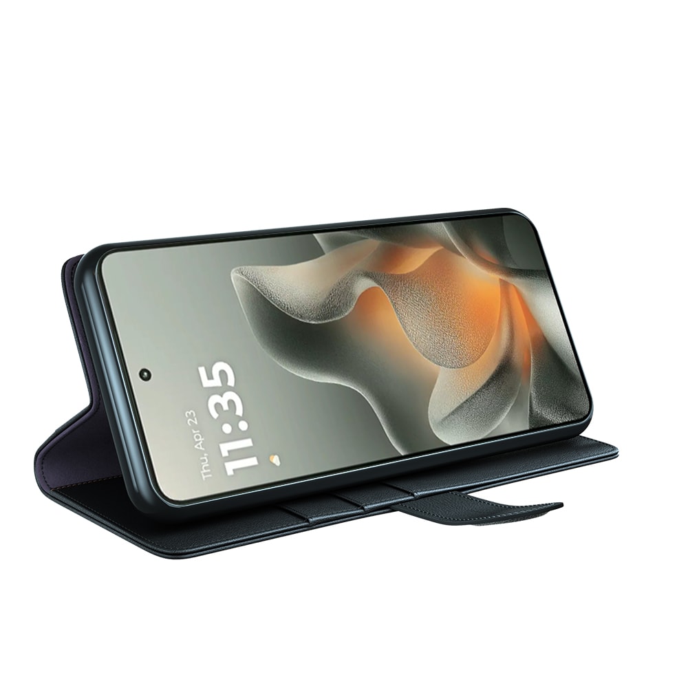 Motorola Edge 70 Echtlederhülle Schwarz