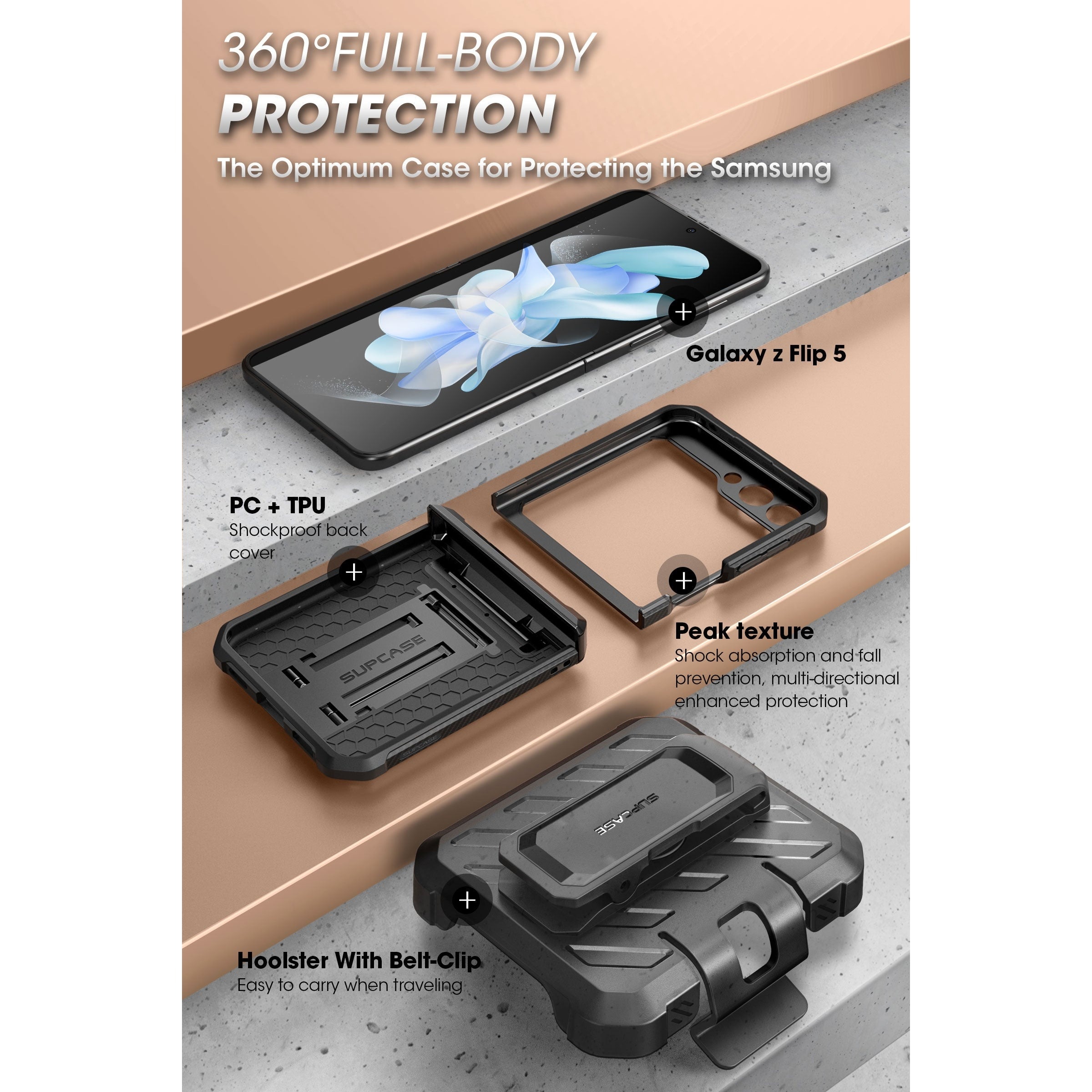 Unicorn Beetle Pro Case Samsung Galaxy Z Flip 5 Schwarz