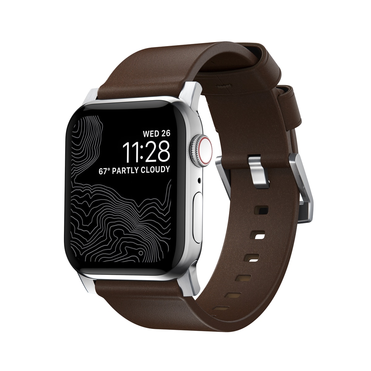 Apple Watch 40mm Modern Band Horween Leather Rustic Brown (Silver Hardware)